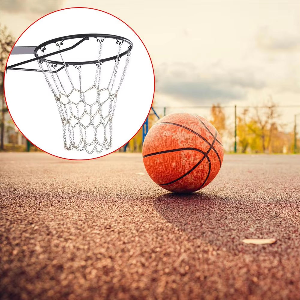 Chain Basket Net Basketball Tennis Bag Sports Heavy Duty Galvanized Steel Chain Basketball Goal Net Durable Standard Hoop