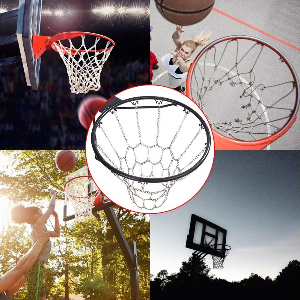 Chain Basket Net Basketball Tennis Bag Sports Heavy Duty Galvanized Steel Chain Basketball Goal Net Durable Standard Hoop